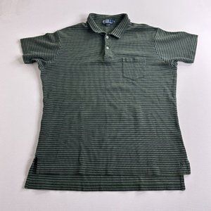 Polo Ralph Lauren Mens‎ Polo Shirt Casual Green Blue Striped Cotton Size XL